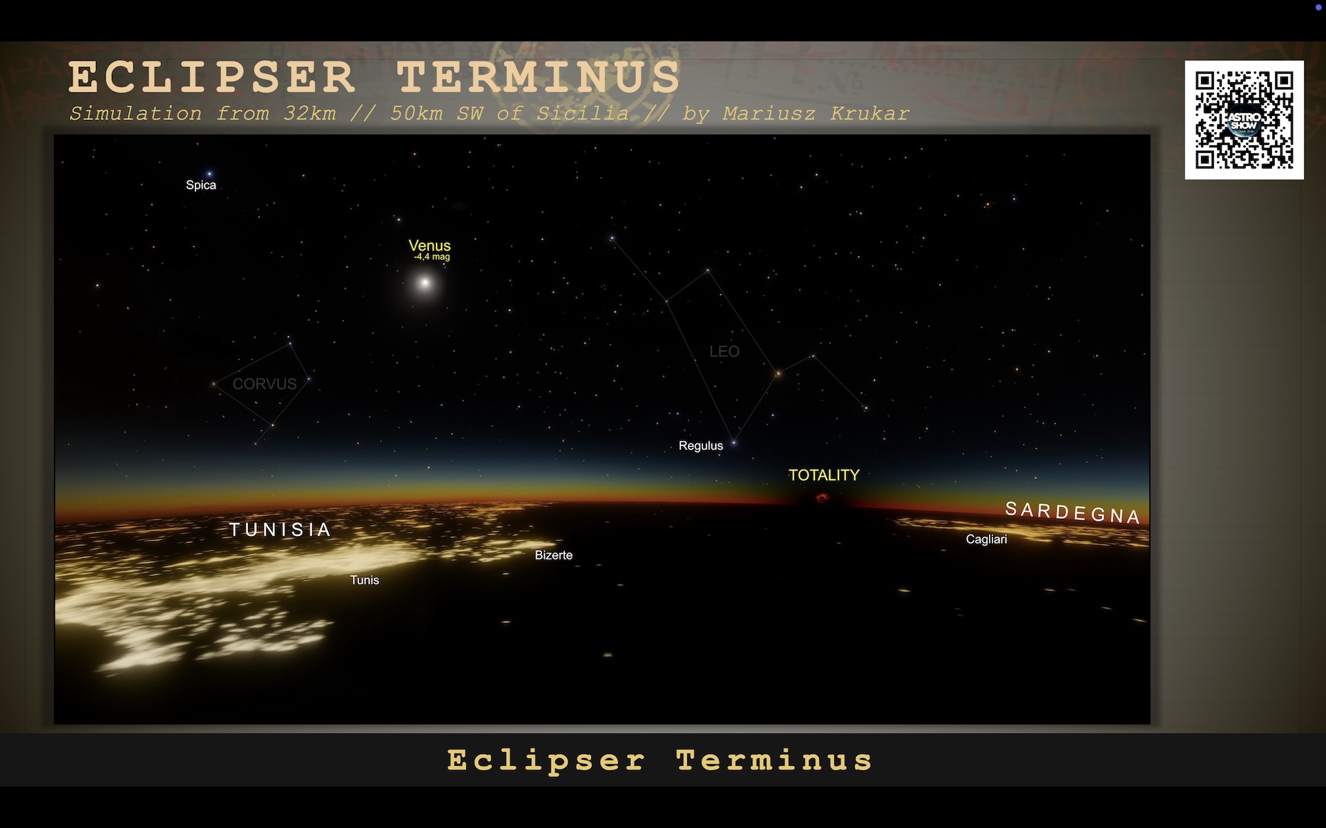 Total solar eclipse visible from the stratosphere above Sicily