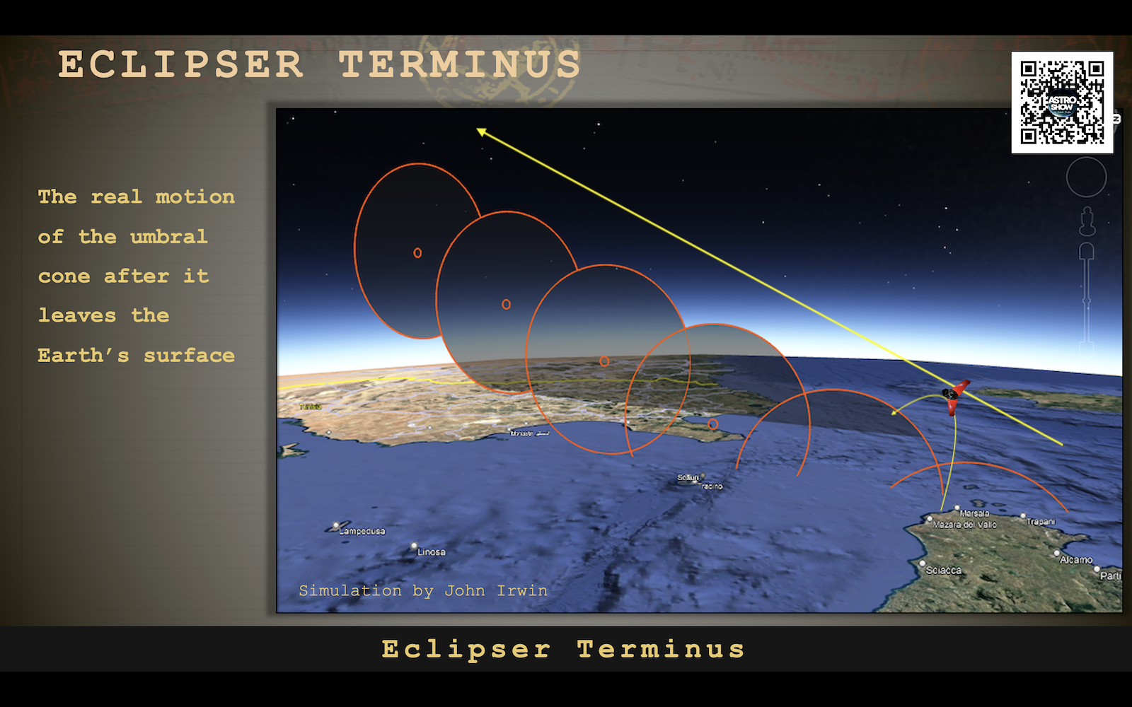 Total solar eclipse below the horizon 2026 real motion of umbra