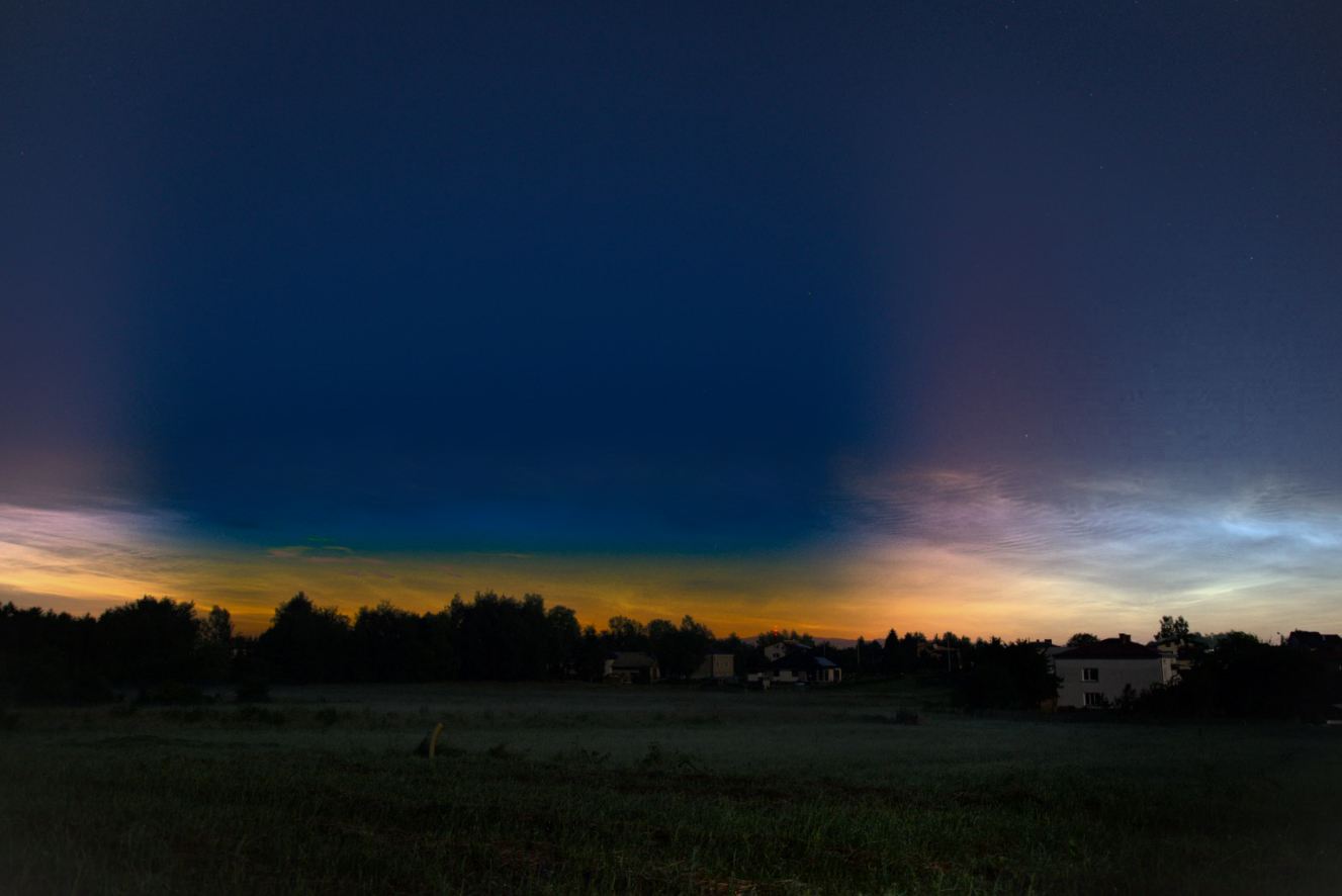Noctilucent clouds within the umbra, 2026 total solar eclipse below the horizon simulation.