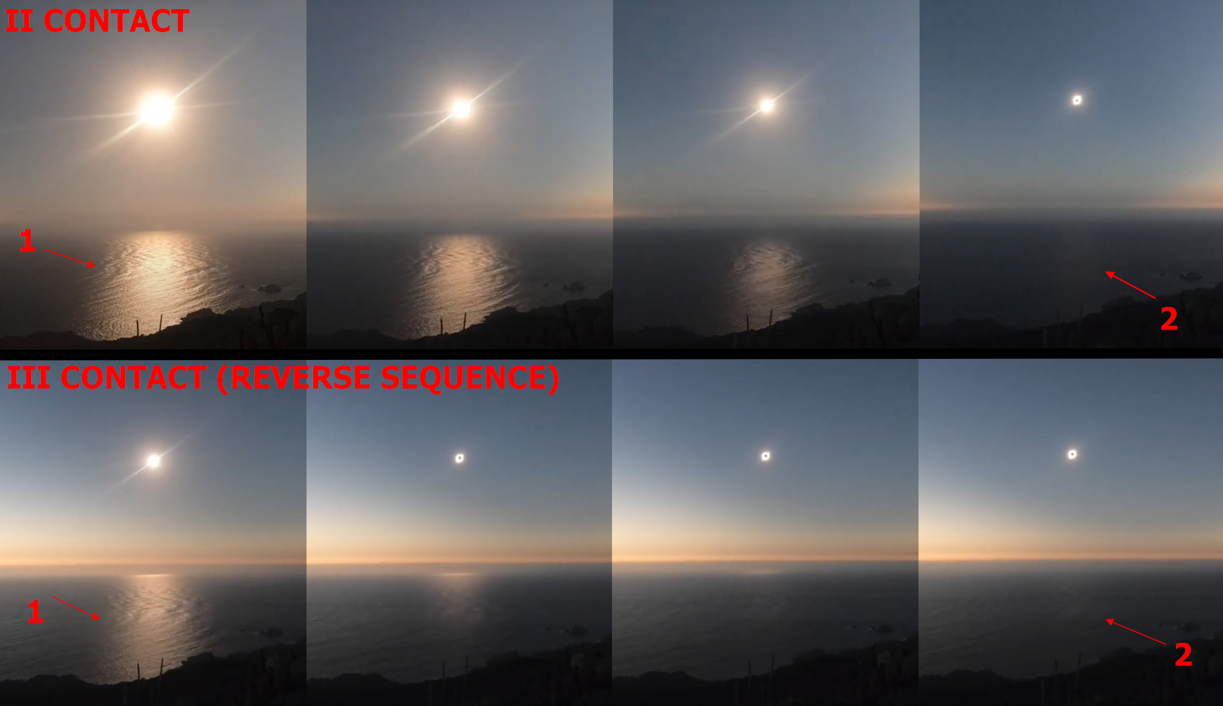 Sun's glitter disappearance/reappearance Solar eclipse 2019