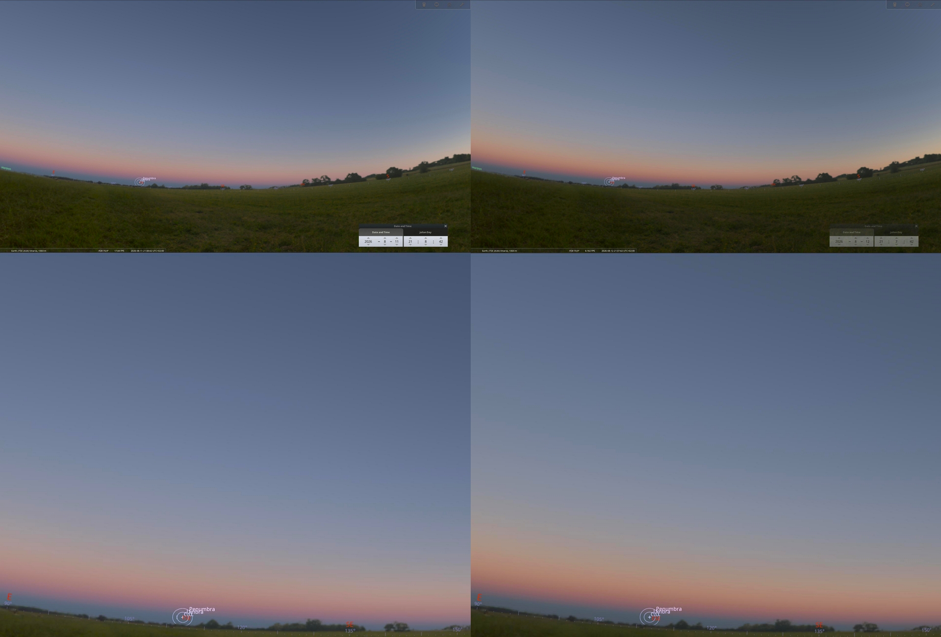 Stellarium Total solar eclipse 2026 Vinaros antisolar2