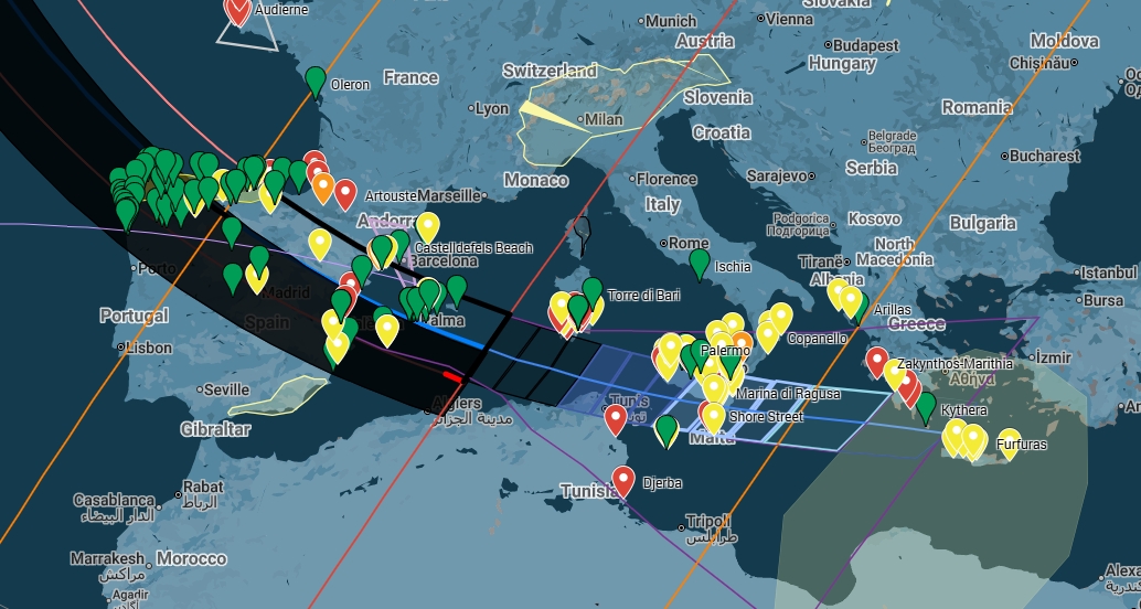 Webcams locations total solar eclipse 2026